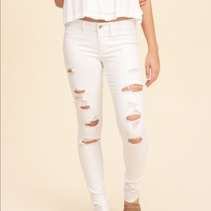 Hollister white low rise ripped skinny jeans
